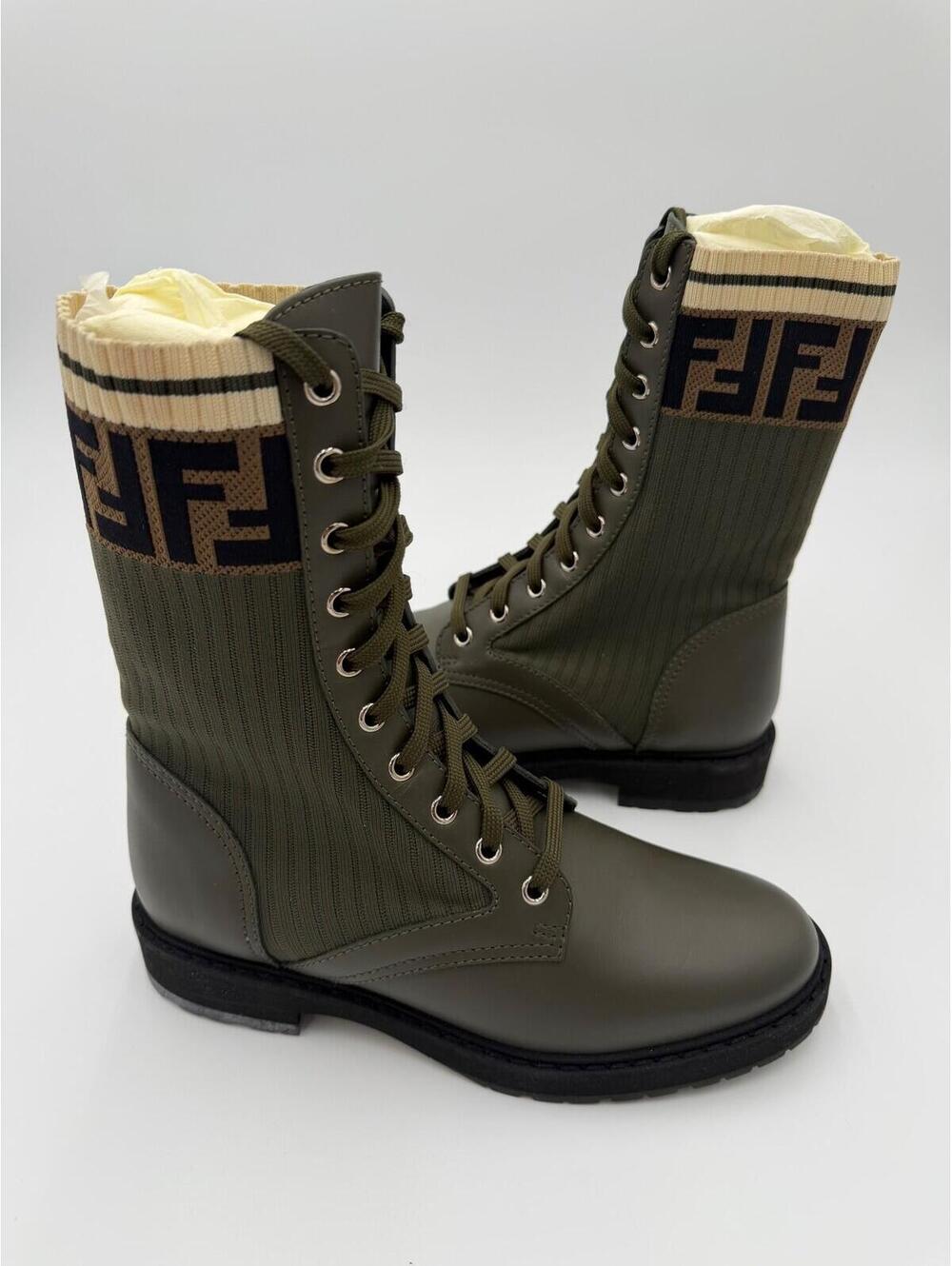Fendi Rockoko Combat Boots Womens Size 7.5/37.5 New